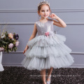 KLS007 Princess Flower Girls Dresses Shinny Sequins 3 layers Tulle Puffy Girls Dresses Big Bow Performance Piano Dress 2-12yrs